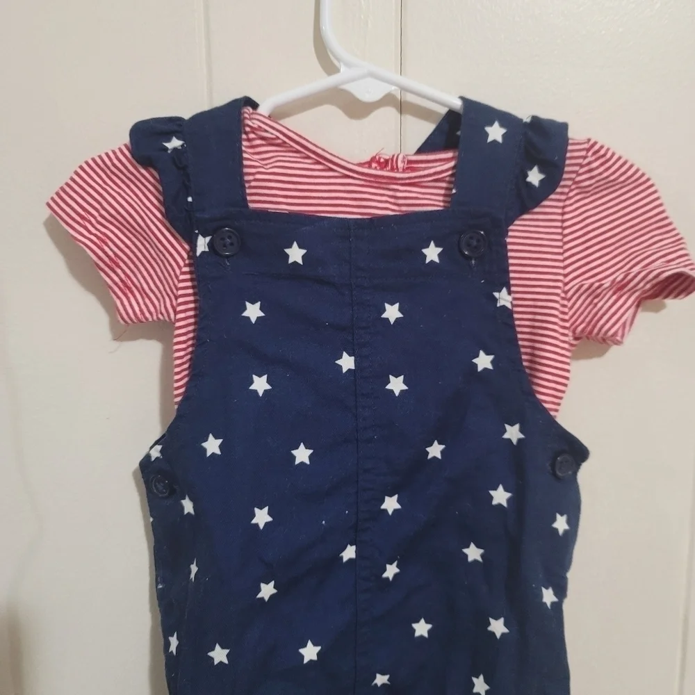 Carters Child of Mine Patrotic  Blue, Red and white Star-Patterned Dress 18Month